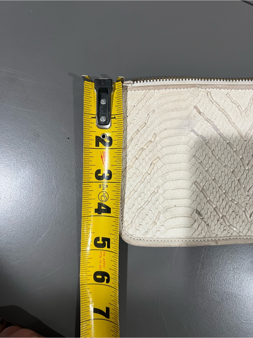 Monika Chiang Embossed Leather Top Zip Clutch Wallet Cream Snakeskin - Picture 6 of 7